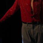 Red Sequin Stripe Long Sleeve Shirt