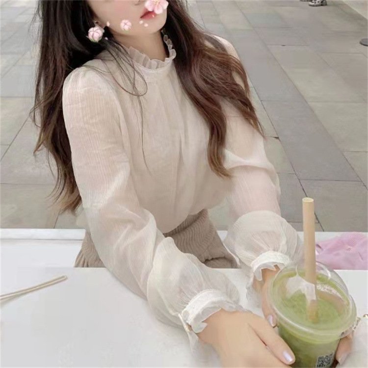 Lace Stand Collar Lace Bottoming Shirt Women's Spring And Autumn Design Sense - Image 3