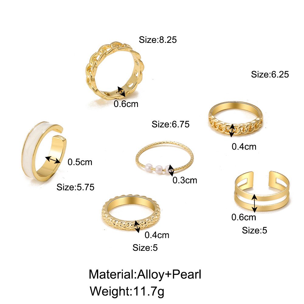Simple Alloy Personality Chain Ring Set - Image 5