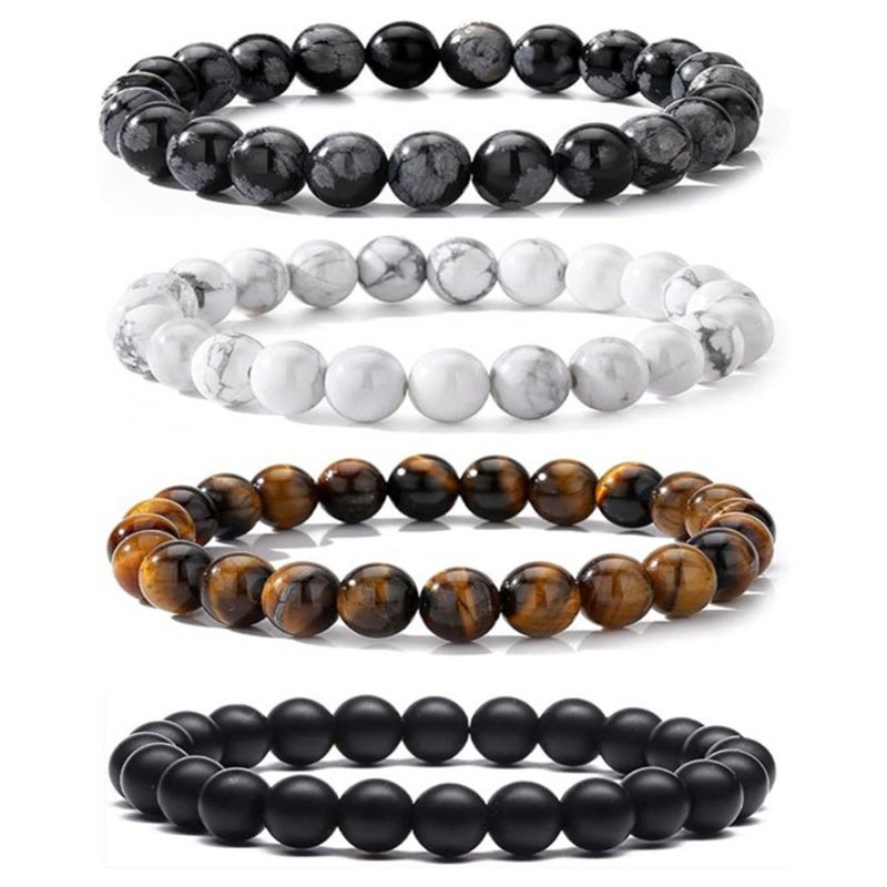 Volcanic Rock Bracelet Ornament Fashion Simple Tigereye Blue Gold Agate Bracelet Suit - Image 2