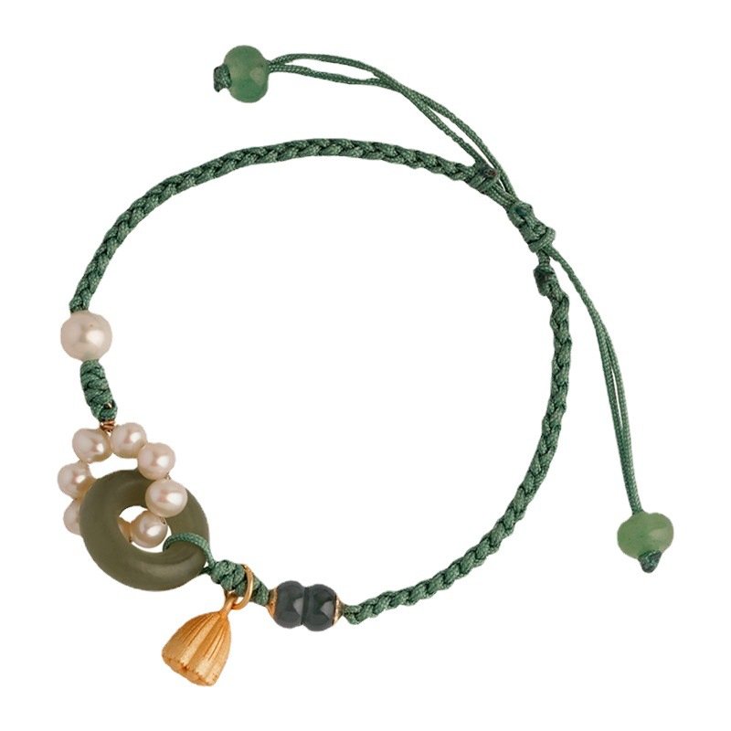 Round And Round Elegant Hotan Jade Pearl Hand Rope - Image 4