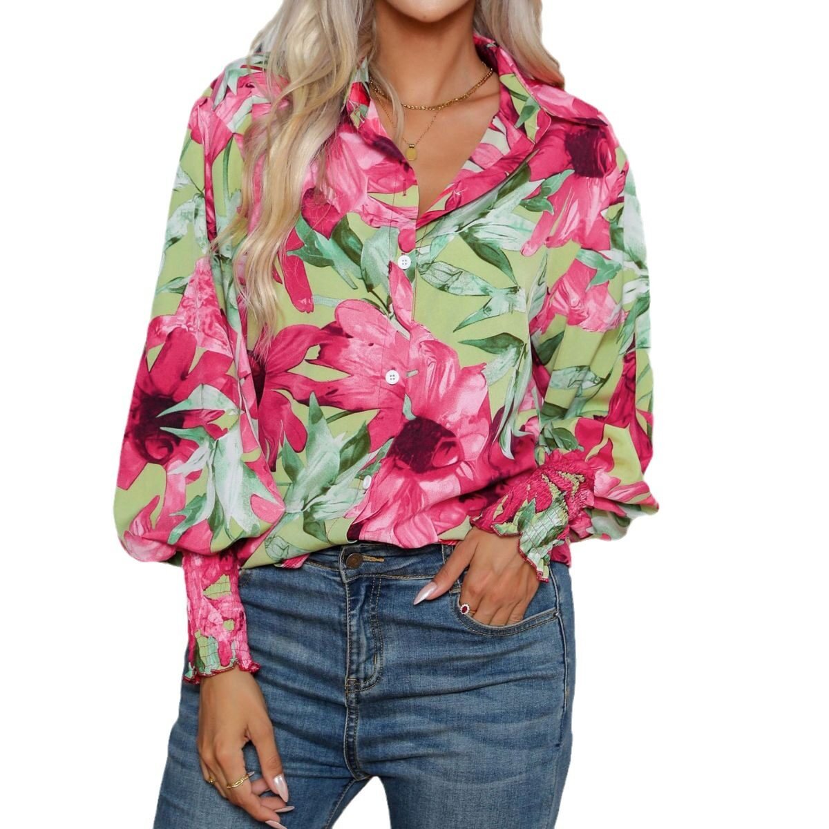 Fashion Printing Lantern Sleeve Shirt Women - Image 5