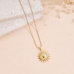 A Drip Oil Sun Shaped Stainless Steel Women's Pendant Necklace