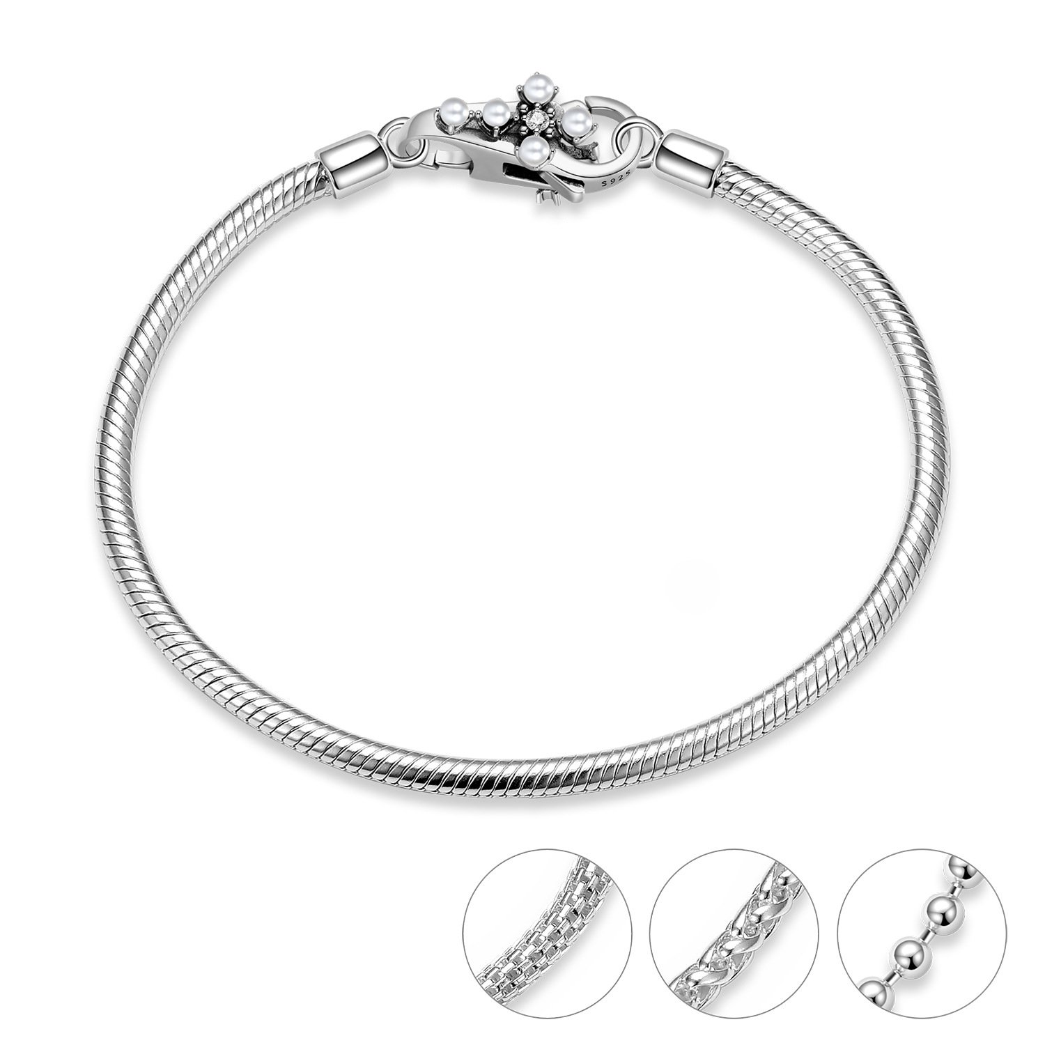 Cross Lobster Clasp With Pearl 925 Sterling Silver Necklace Clasp Bracelet Clasp Personality Diy Accessories - Image 3