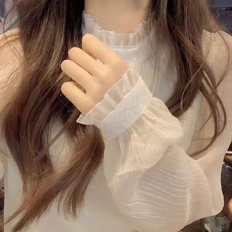 Lace Stand Collar Lace Bottoming Shirt Women's Spring And Autumn Design Sense - Image 4