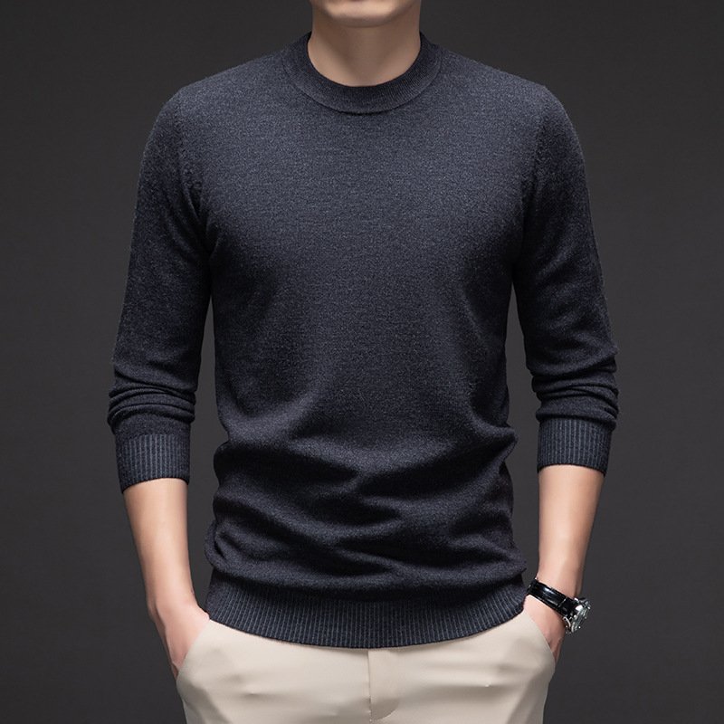 Solid Color Men's Round Neck Long Sleeve Autumn And Winter Leisure Sweater - Image 17
