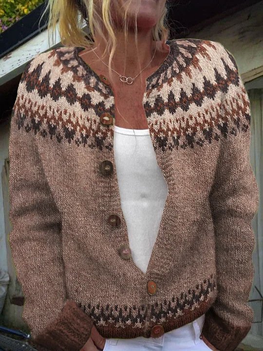 Winter Cardigan Coat Single-breasted Totem Warm Sweater - Image 7