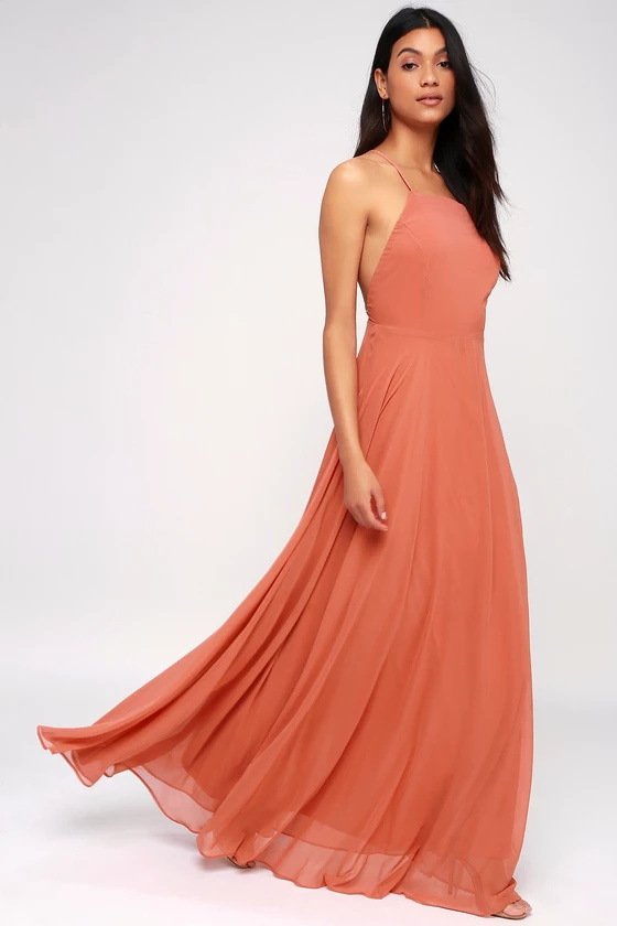 Chiffon big swing sexy backless suspender skirt long dress - Image 5