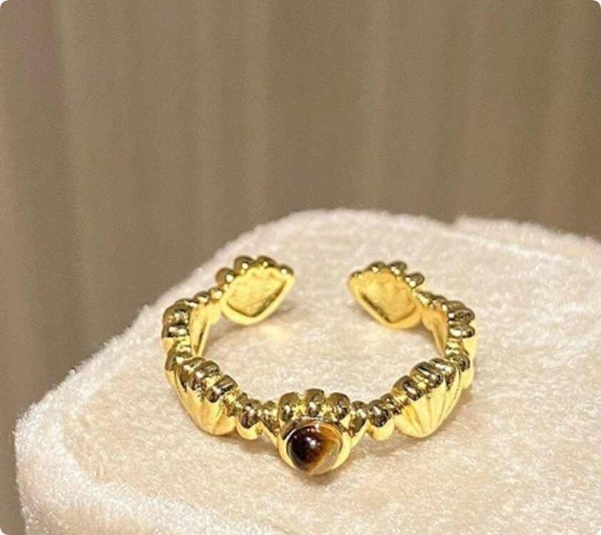 New Chinese Style Stacked Flower Salad Butterfly Opening Ring Women - Image 6