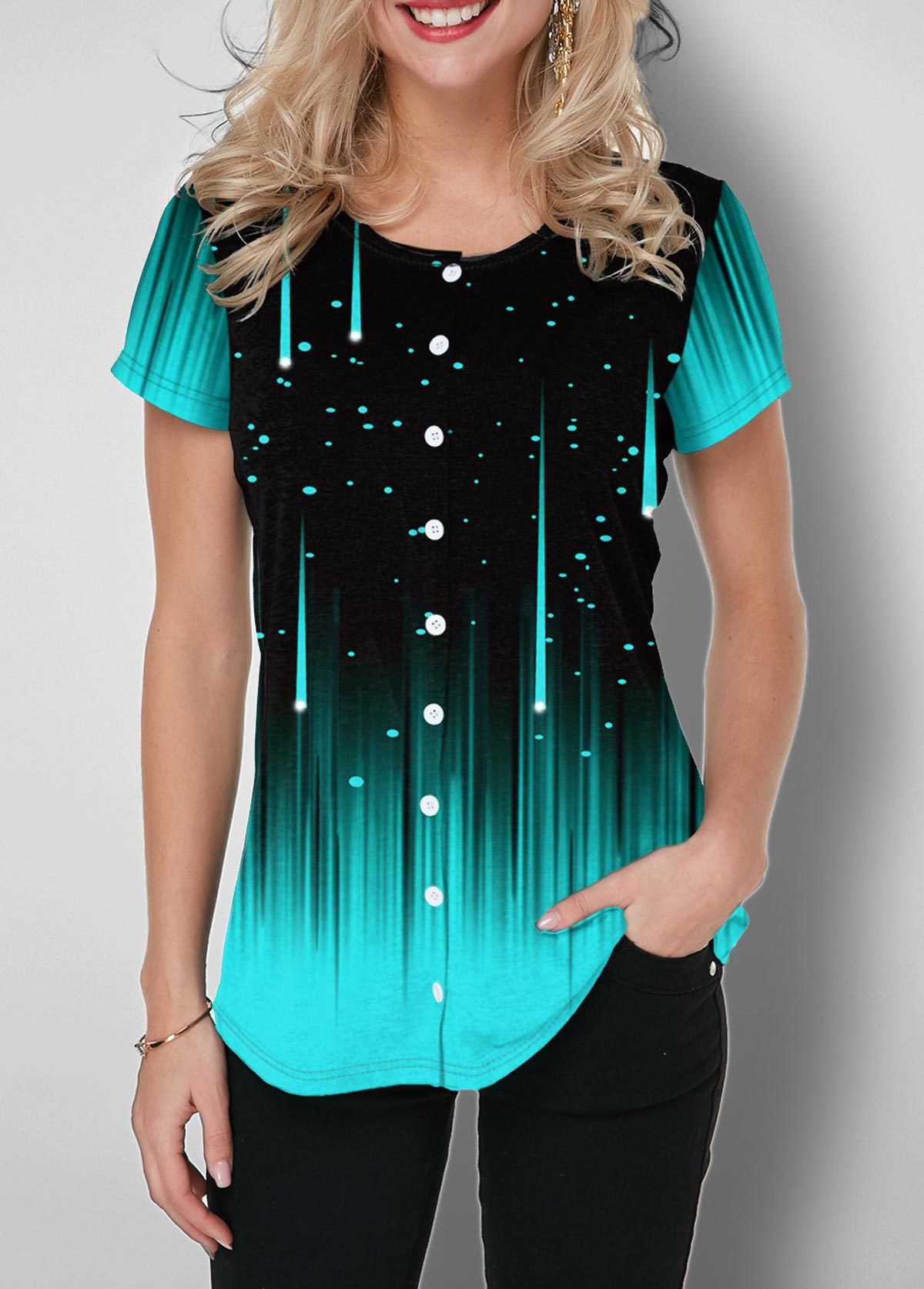 Short-sleeved gradient casual T-shirt - Image 10
