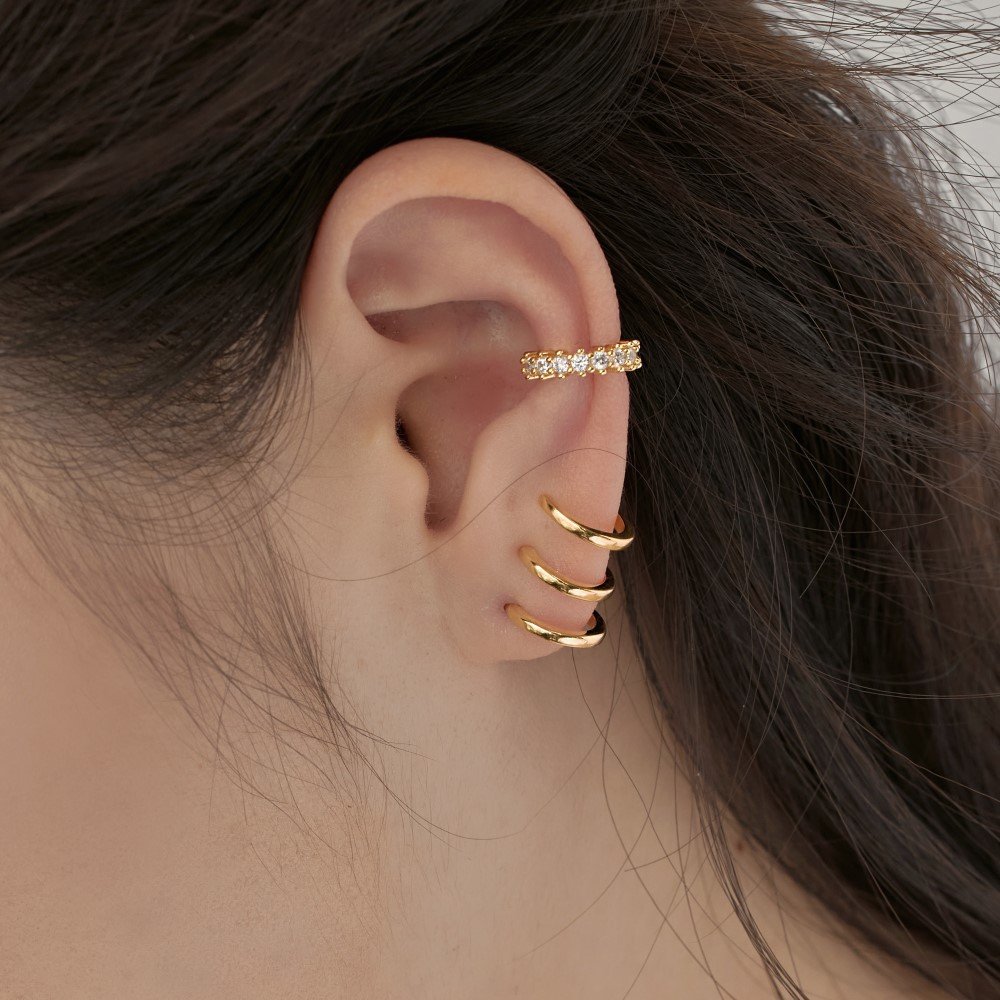 S925 Sterling Silver Multi-layer Line Twin Simple Fashion Design Small Women's Ear Studs