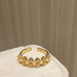 New Chinese Style Stacked Flower Salad Butterfly Opening Ring Women