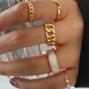 Simple Alloy Personality Chain Ring Set