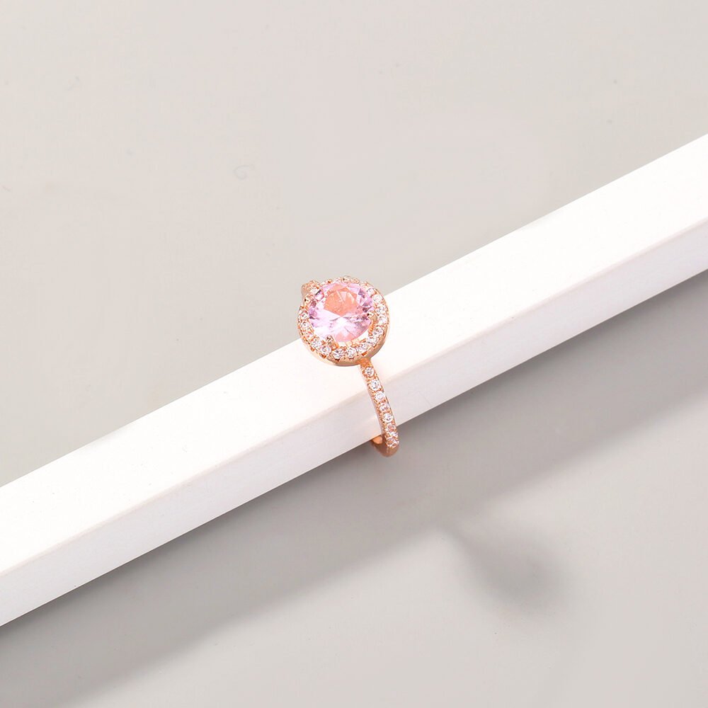 Copper micro-inlaid round zircon ring - Image 4