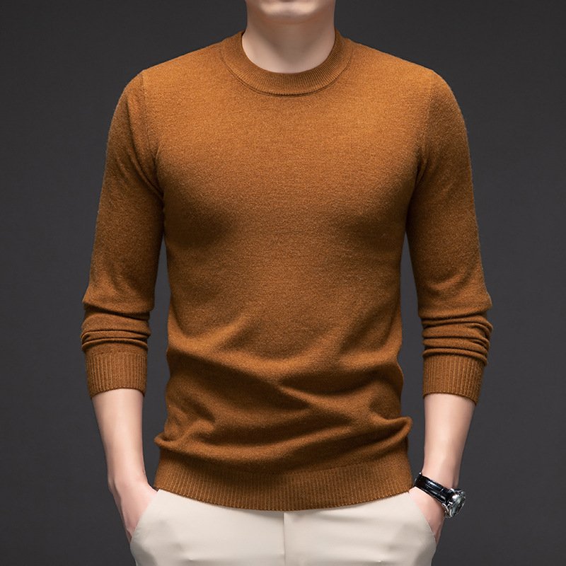 Solid Color Men's Round Neck Long Sleeve Autumn And Winter Leisure Sweater - Image 15
