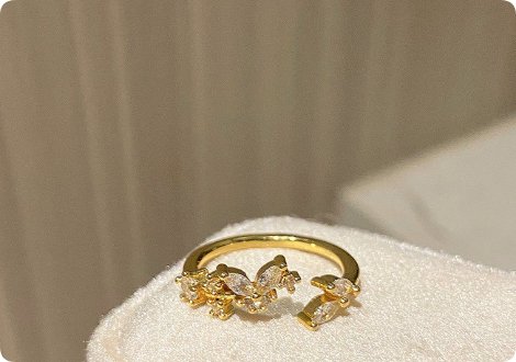 New Chinese Style Stacked Flower Salad Butterfly Opening Ring Women - Image 8