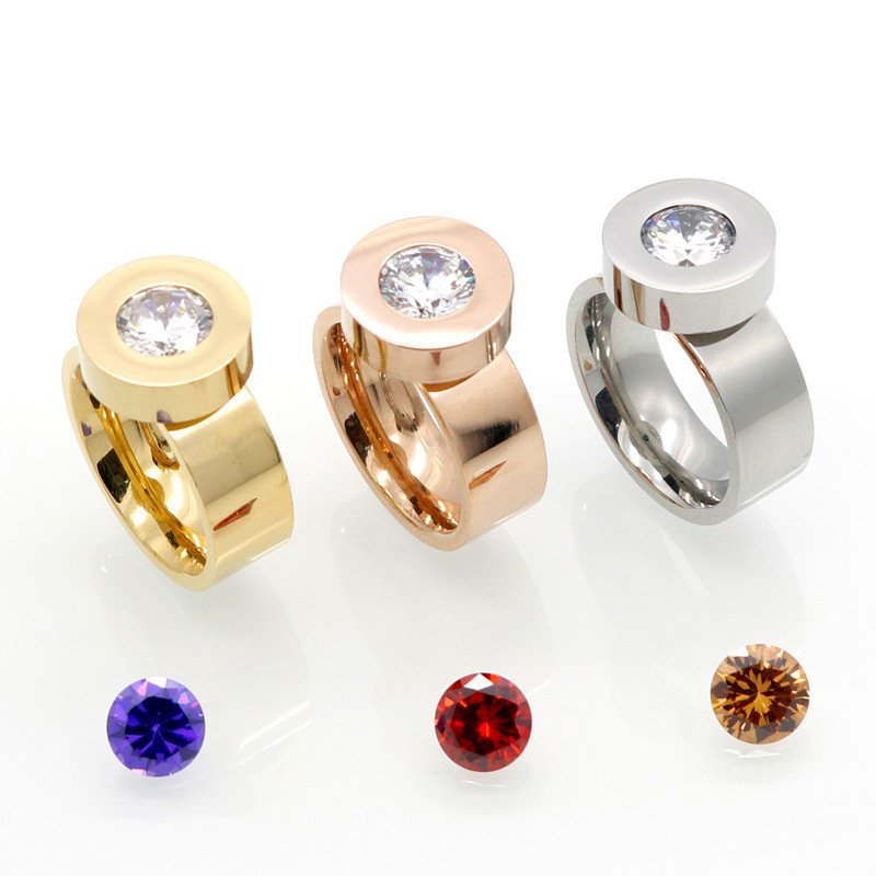 Fashion Womens Brand Ring With Four-color Zircons - Image 2