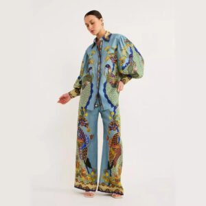 Printed Puff Sleeve Vacation Leisure Tether Suit