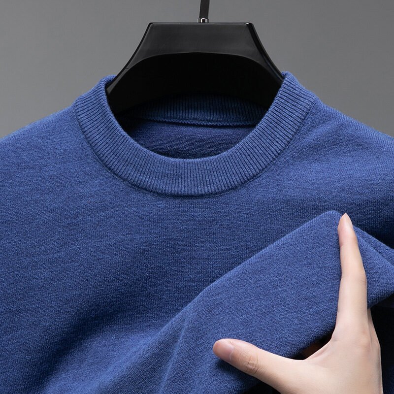 Solid Color Men's Round Neck Long Sleeve Autumn And Winter Leisure Sweater - Image 3