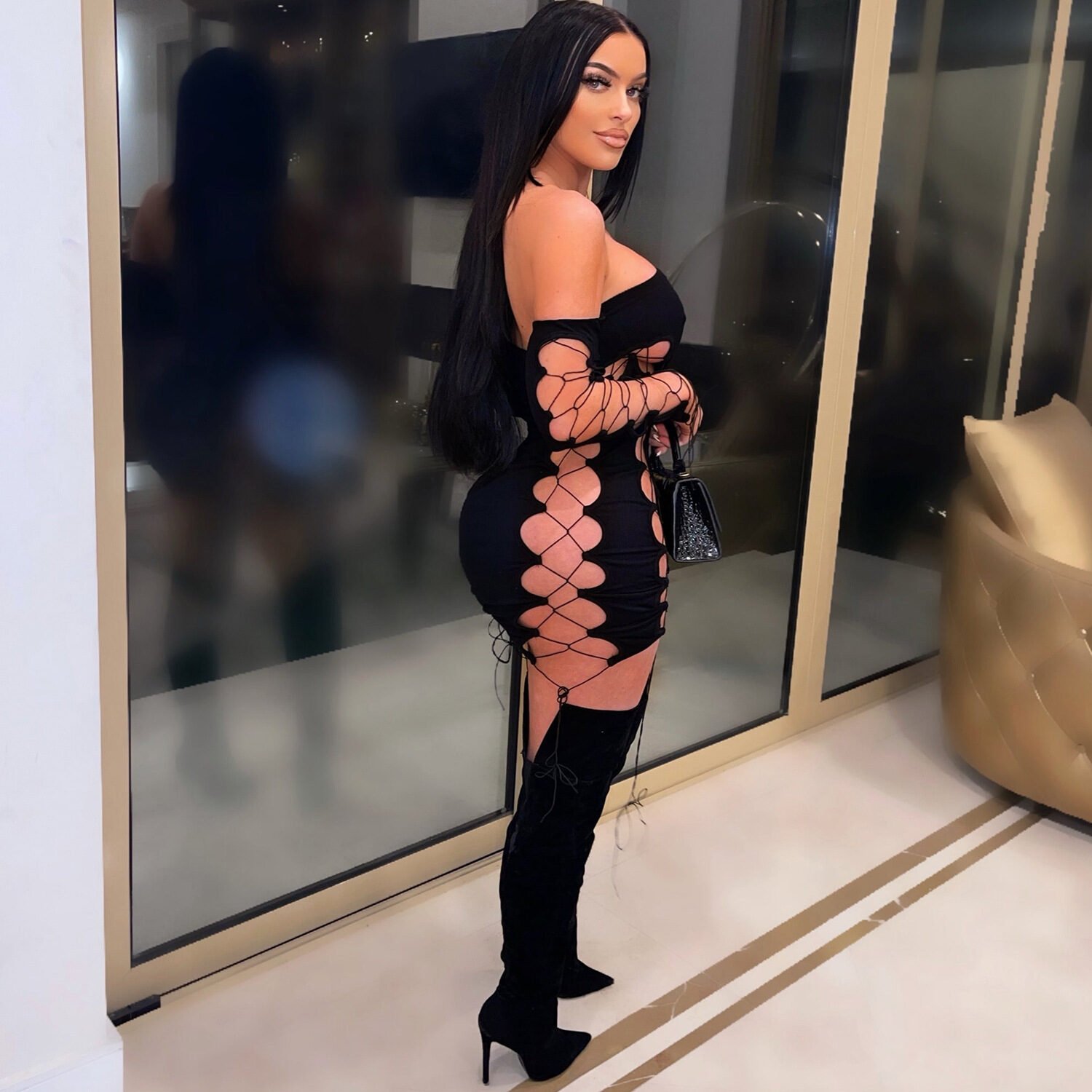 Women's Cutout Tie One Shoulder Wrap Dress - Image 3