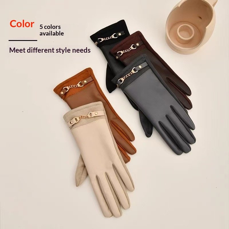 Womens Fleece-Lined Thickened Wind- And Cold-Resistant Warm Gloves - Image 3