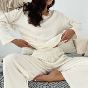 Pajama Two-piece Set With Long Pants Womens Loungewear