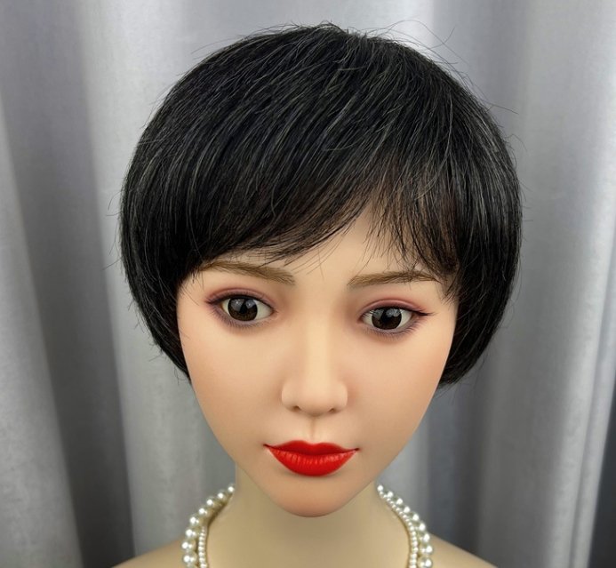Women's Flower White Short Straight Top Old Flower White Mixed Human Hair Wigs - Image 6