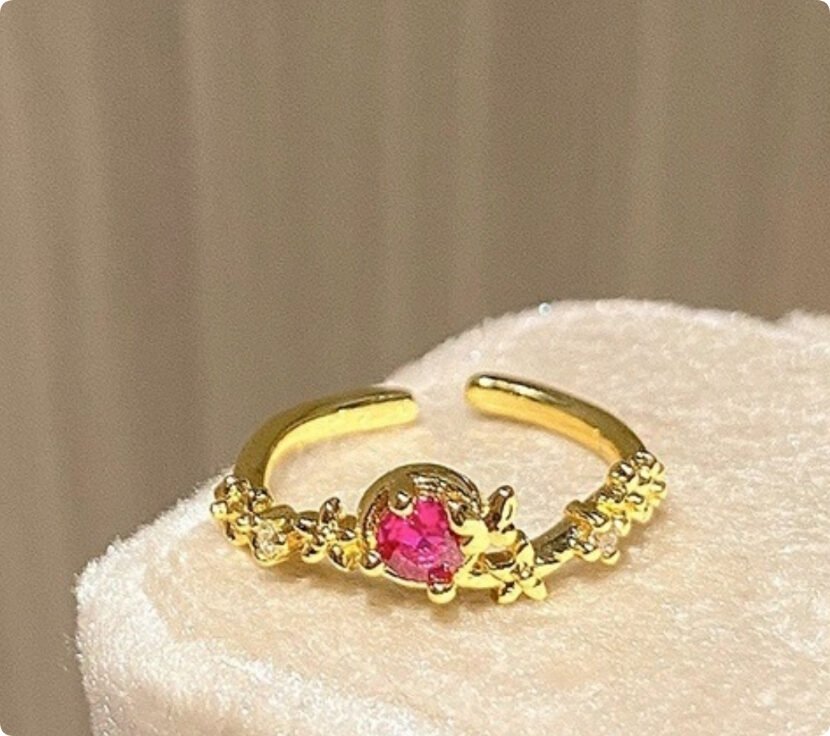 New Chinese Style Stacked Flower Salad Butterfly Opening Ring Women - Image 7