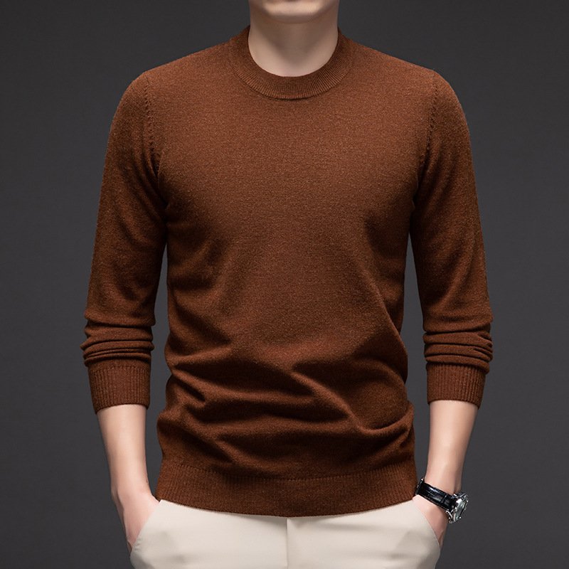 Solid Color Men's Round Neck Long Sleeve Autumn And Winter Leisure Sweater - Image 8