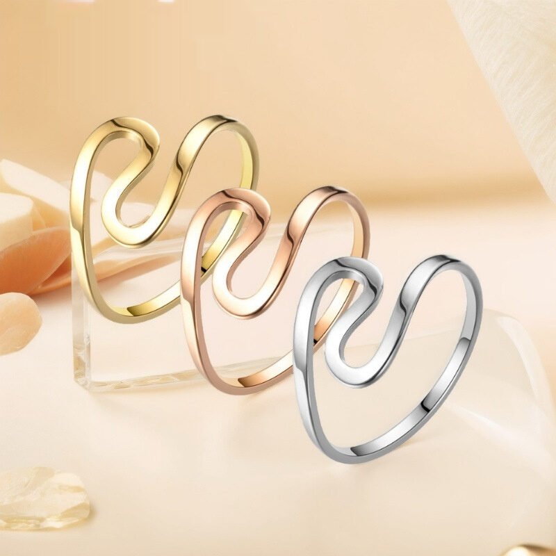 S Shaped, Soft And Elegant Stainless Steel Ring