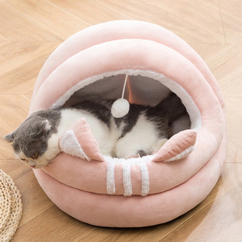 Cat Nest Bed Semi-Enclosed Cat Nest House Cool Summer Haven - Image 2