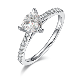 Triangular Moissanite Set With Top-quality Moissanite Luxury And Fashionable Light Luxury Jewelry Silver Ring S925 Silver Electroplated With Platinum