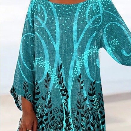 Spring And Autumn Women's Clothing Crew Neck Split Plus Size Top 3D Printing - Image 4