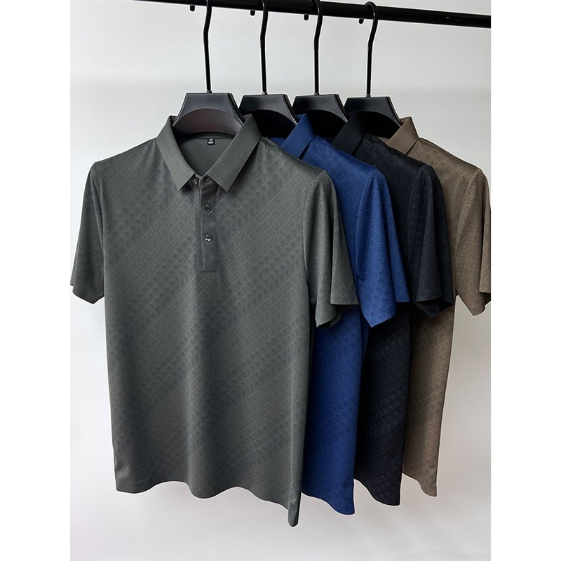 High-end Elegant Ice Silk Short Sleeve T-shirt Men - Image 2