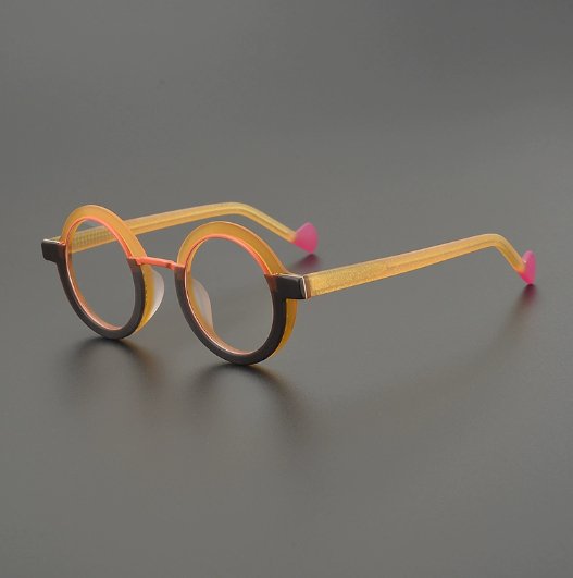 Retro And Versatile Color-blocked Round Glasses Frame - Image 5