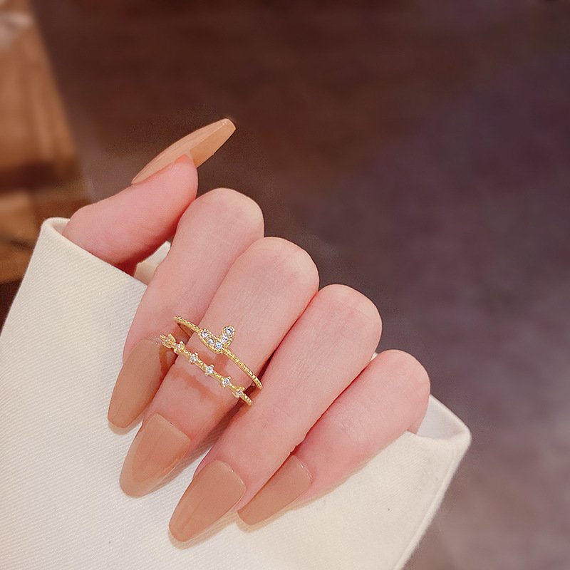 Women's Fashion Elegant Heart Double Layer Zircon Ring - Image 3