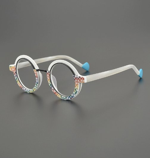 Retro And Versatile Color-blocked Round Glasses Frame - Image 4