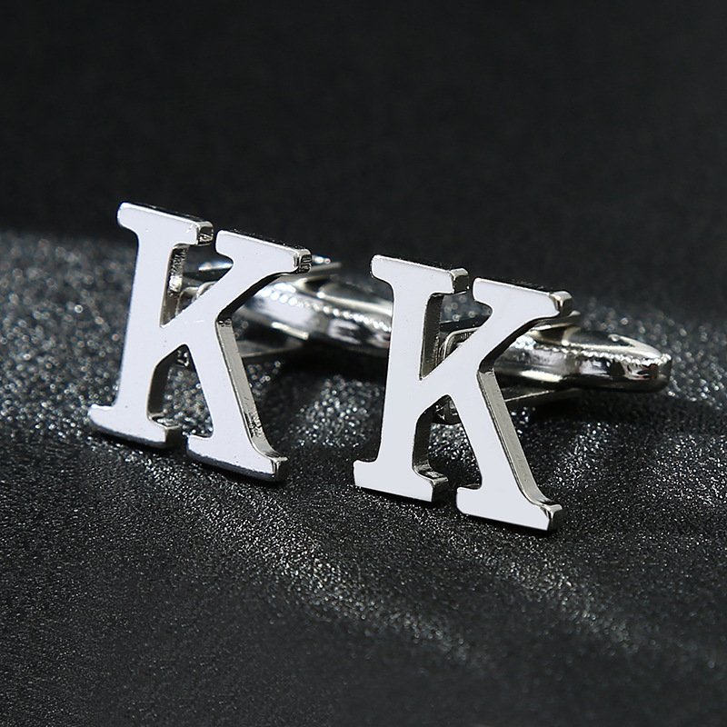 English alphabet cufflinks cuff nails men's French buttons - Image 12