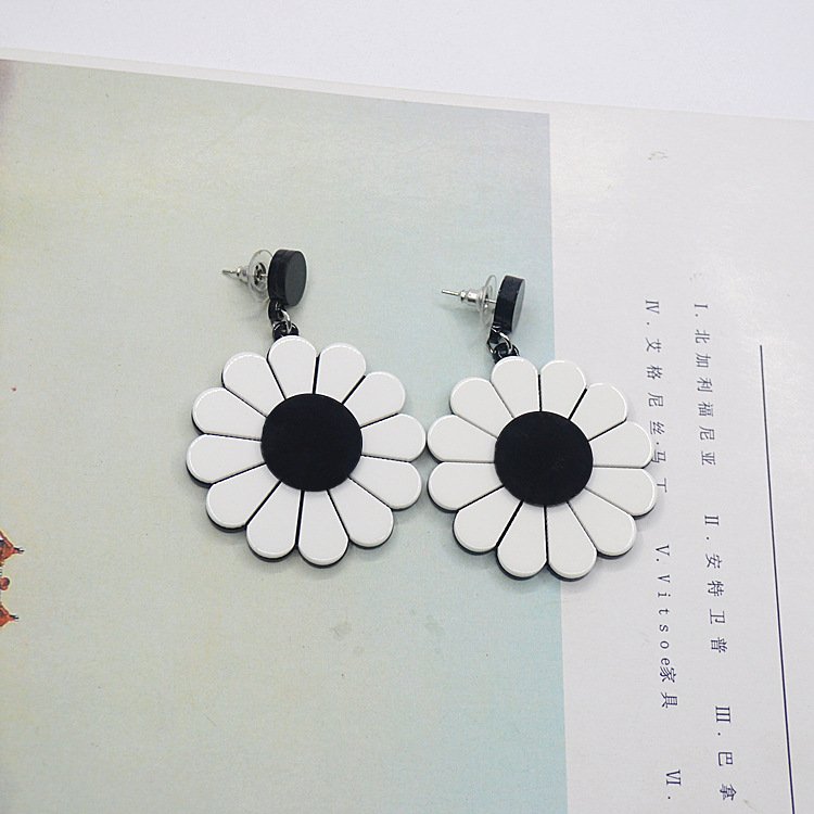 Sun Flower Daisy Flower Big Earrings Women - Image 5