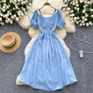 Sweet Designer-style Cutout Halterneck Off-shoulder Dress