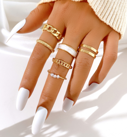 Simple Alloy Personality Chain Ring Set - Image 4
