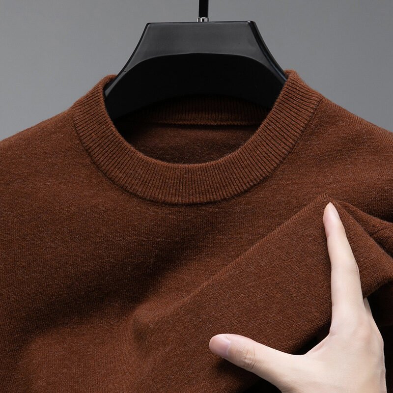 Solid Color Men's Round Neck Long Sleeve Autumn And Winter Leisure Sweater - Image 4
