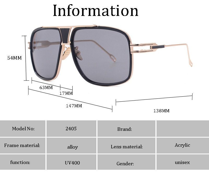 Men's Women's Sunglasses Fashion Vintage With Large Rims Metal Gradient - Image 11