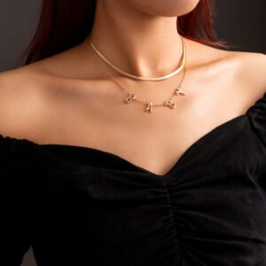 Gold chain baby letter pendant double necklace simple 100-piece clavicle chain