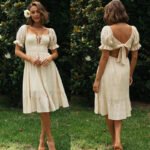 Fashion Tie Back Ruffle Sleeve Midi Dress