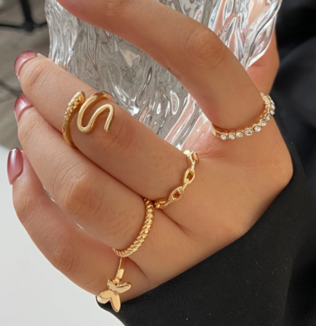 Simple Alloy Personality Chain Ring Set - Image 3