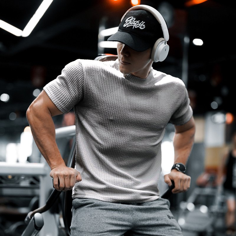 Summer New Men's Sports Solid Color Light Board Short Sleeve T-shirt - Image 10