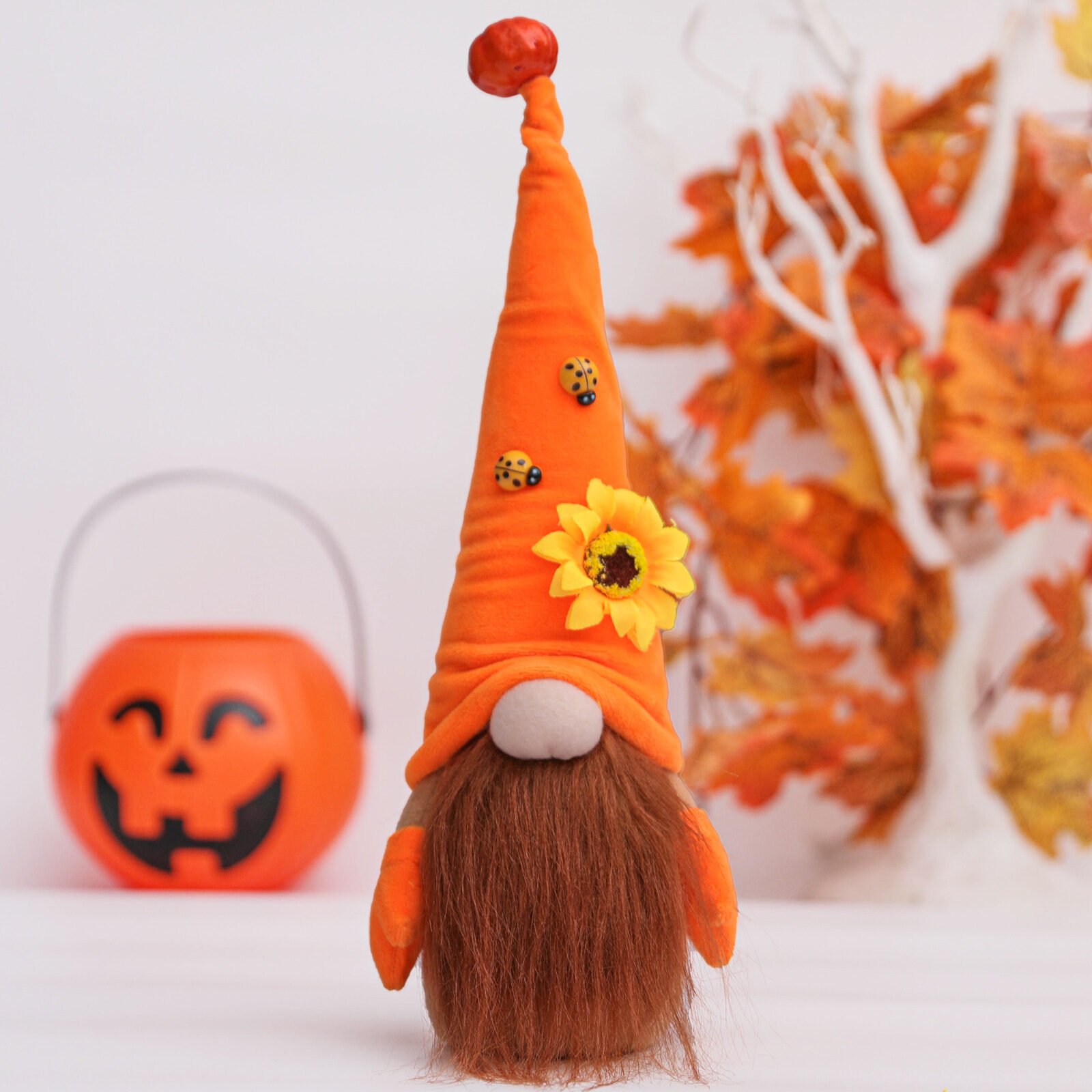 New Orange Sunflower Decorative Faceless Doll Ornament - Image 2
