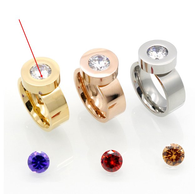 Fashion Womens Brand Ring With Four-color Zircons - Image 6